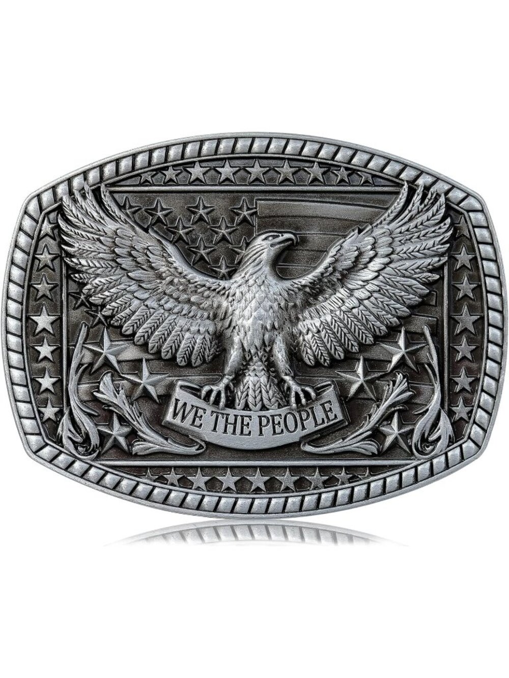 Men Eagle Silver Vintage Cowboy Big Buckle Western Style Belt